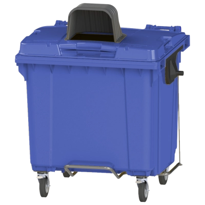 Мусорный контейнер 1100л. на колесах с педалью с опцией "капюшон" 