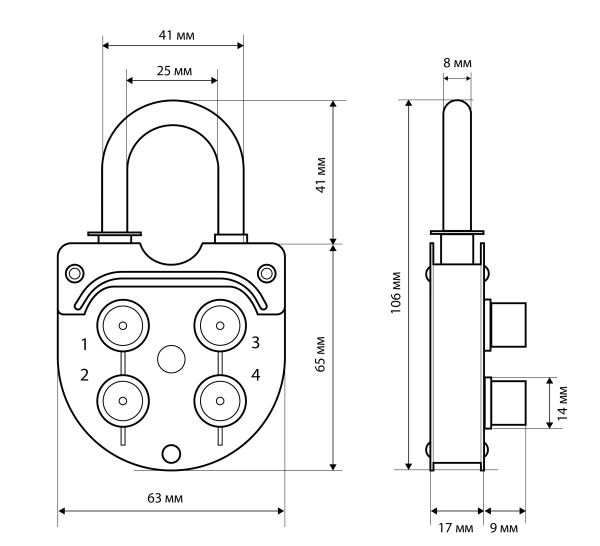 СТАНДАРТ ВС2-6К кодовый d=8мм Замок навесной (60)